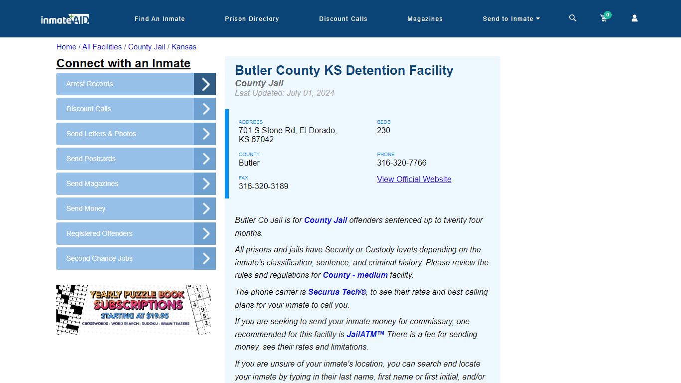 Butler County KS Detention Facility - Inmate Locator